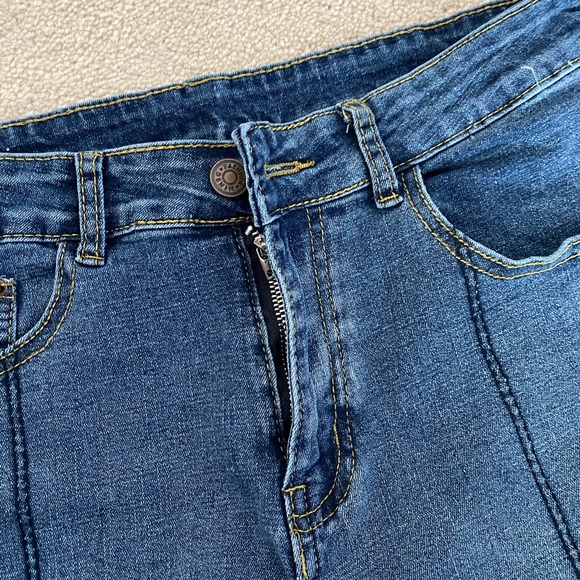 Colour block straight leg jeans patchwork two tone - Picture 3 of 6